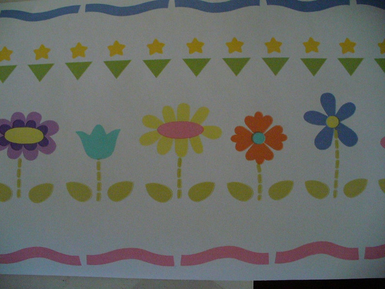 Vintage Children's Wallpaper Border Green Gingham Covered Etsy