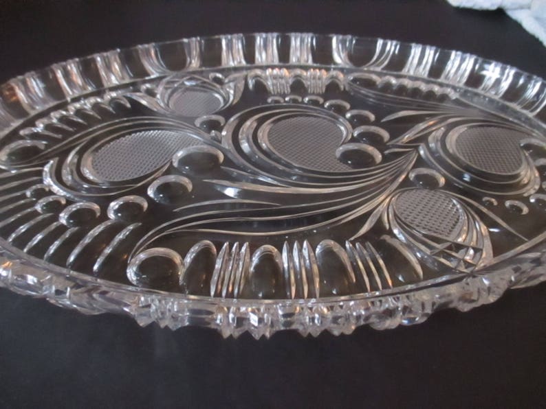 Oval Glass Platter Lead Crystal Platters Dish Tray Decorative Etsy