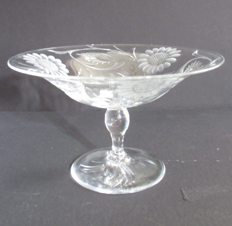Etched Crystal Glass Compote Vintage Candy Dish Hostess - Etsy