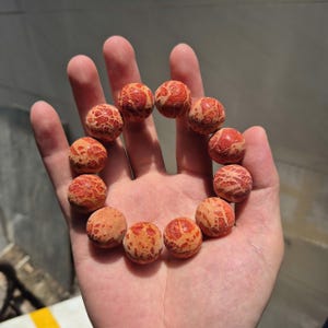 Red Coral Bead Bracelet, Natural Coral Jewelry, 20mm Bracelet, Rustic Matte Finish, Ocean Inspired image 1