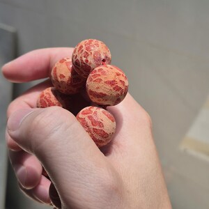 Red Coral Bead Bracelet, Natural Coral Jewelry, 20mm Bracelet, Rustic Matte Finish, Ocean Inspired image 3