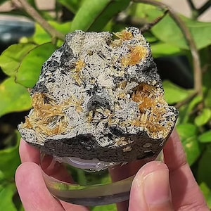 Raw Orange Calcite Crystal on Matrix, Natural Mineral Specimen, Crystal Collector