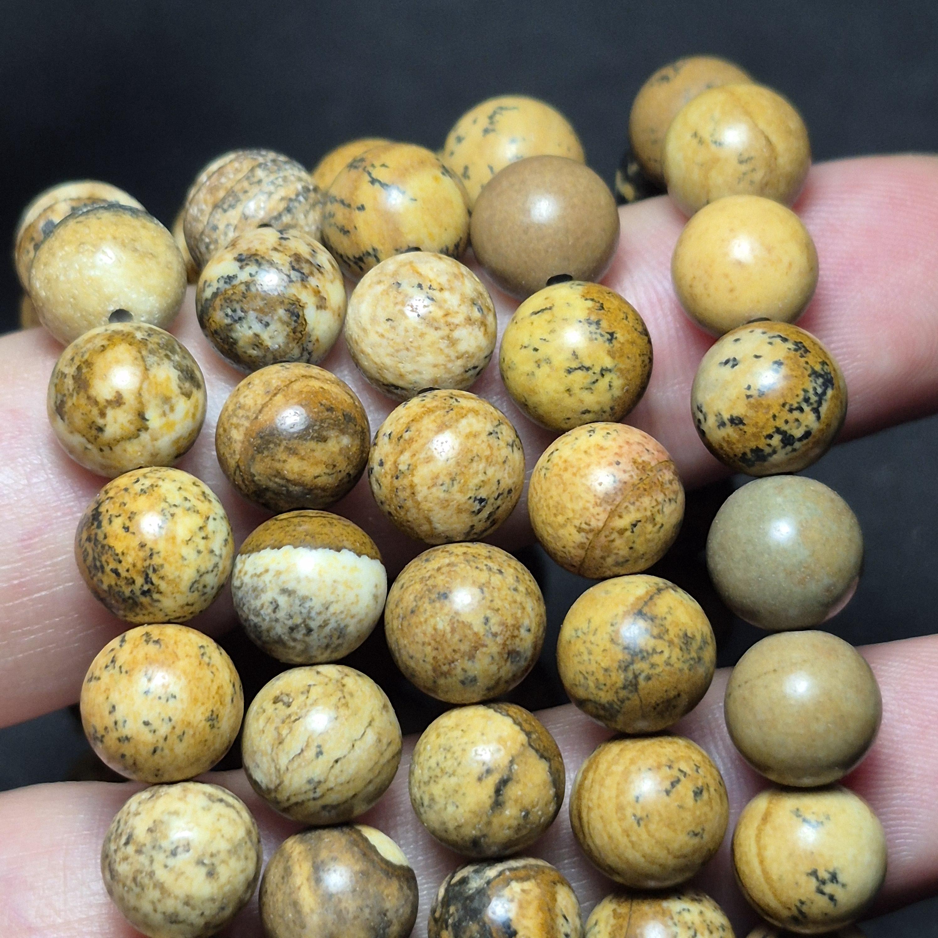 Natural Yellow Jasper Bracelet, Genuine Stone Beads Jewelry