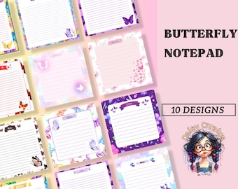 Modèle de bloc-notes papillon : modèle de bloc-notes personnalisable (PDF + lien Canva inclus)