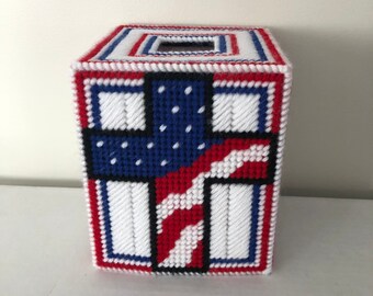 Patriotic Cross Tissue Box Cover