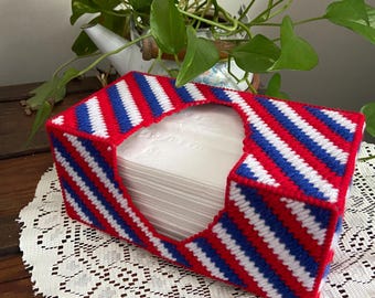 Red/White/Blue Puff Tissue Box Cover