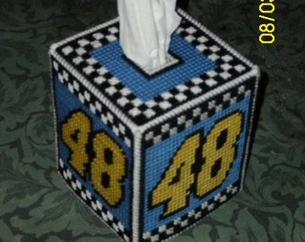 Jimmie Johnson Plastic Canvas Tissue Box Cover