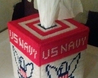 US Navy Plastic Canvas Tissue Box Cover