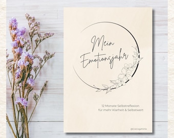 My Emotional Year Journal | 12 Months of Self-Reflection & Mindfulness | Workbook for Feelings, Self-Worth, and Healing | Digital Download PDF JPG