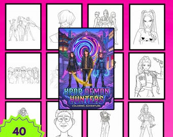 KPOP Demon Hunter målarbilder | 40 sidor Huntrix målarbok