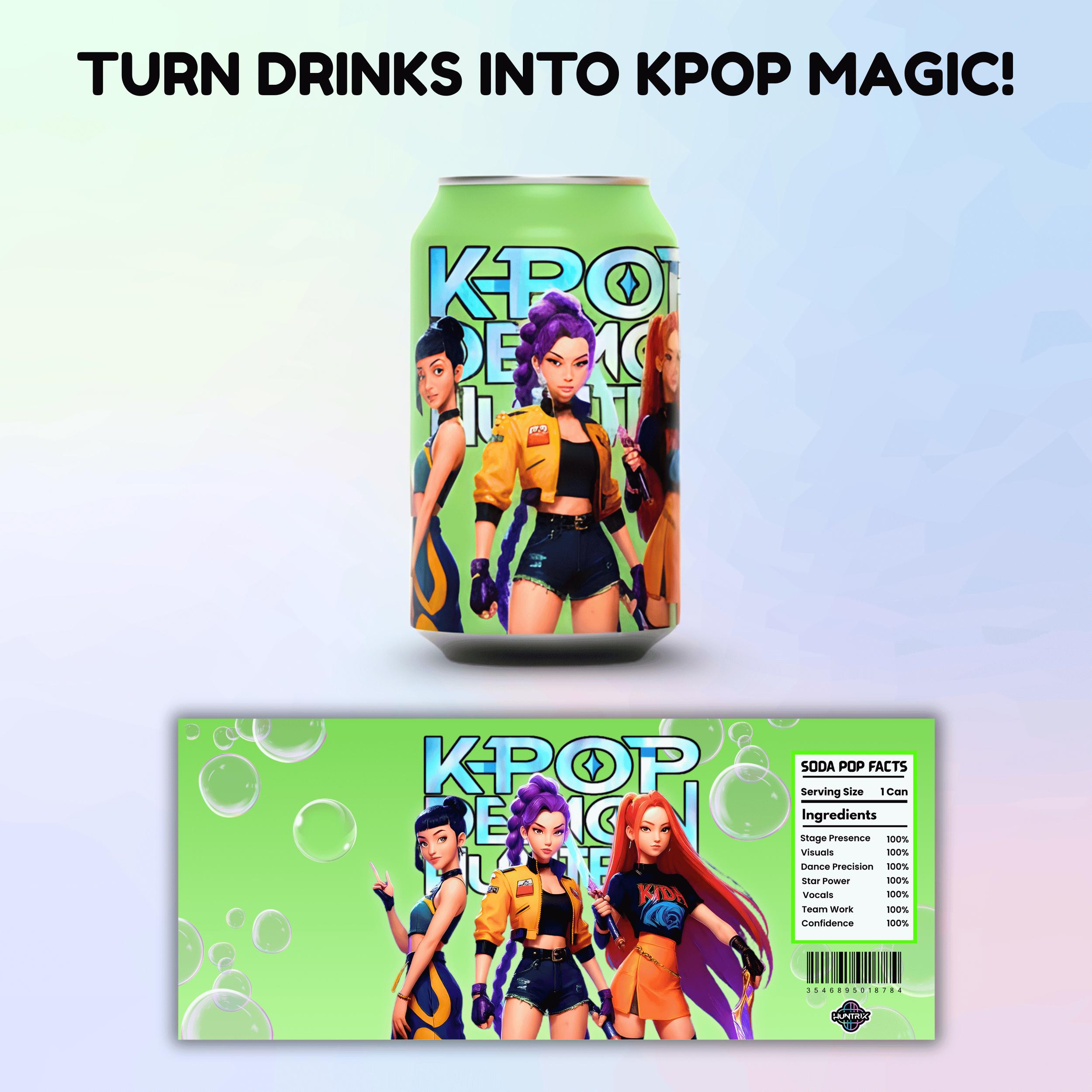 KPOP Rumi Mira Zoey Soda Can Label | Printable Anime Girls Soda