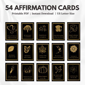 54 Affirmation Printable Cards, Positive Inspirational Cards, Affirmation Cards Digital, positive quote flash cards