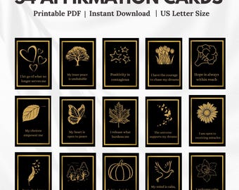 54 Printable Affirmation Cards , Daily Motivational Quotes , Self-Care Inspiration , Positivity Quotes for Women