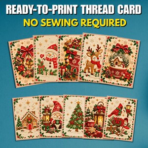 10 cartes de Noël à imprimer avec broderie, prêtes à imprimer