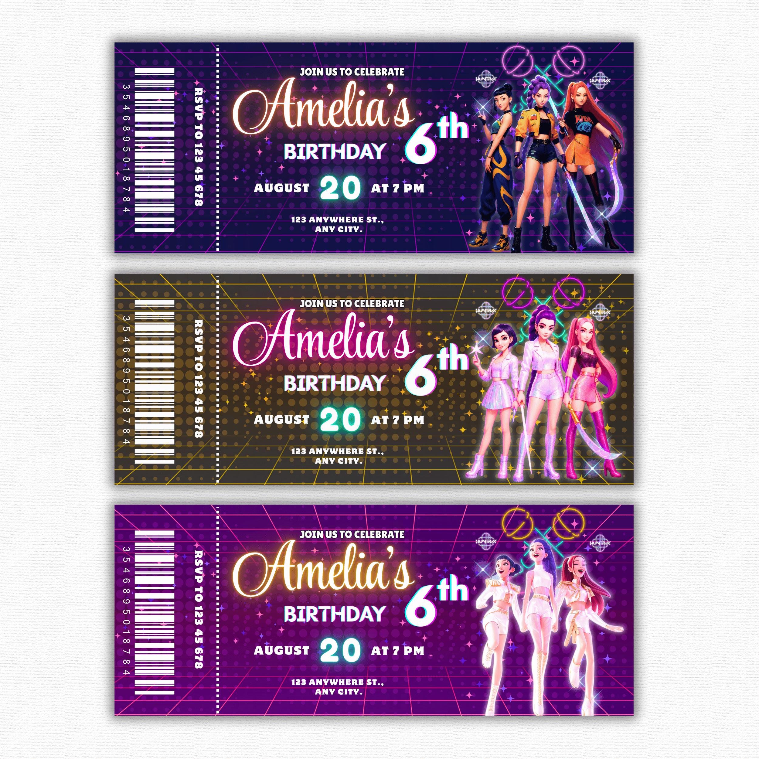 K-pop Concert Invitation, 3 Editable Concert Style Party Pass