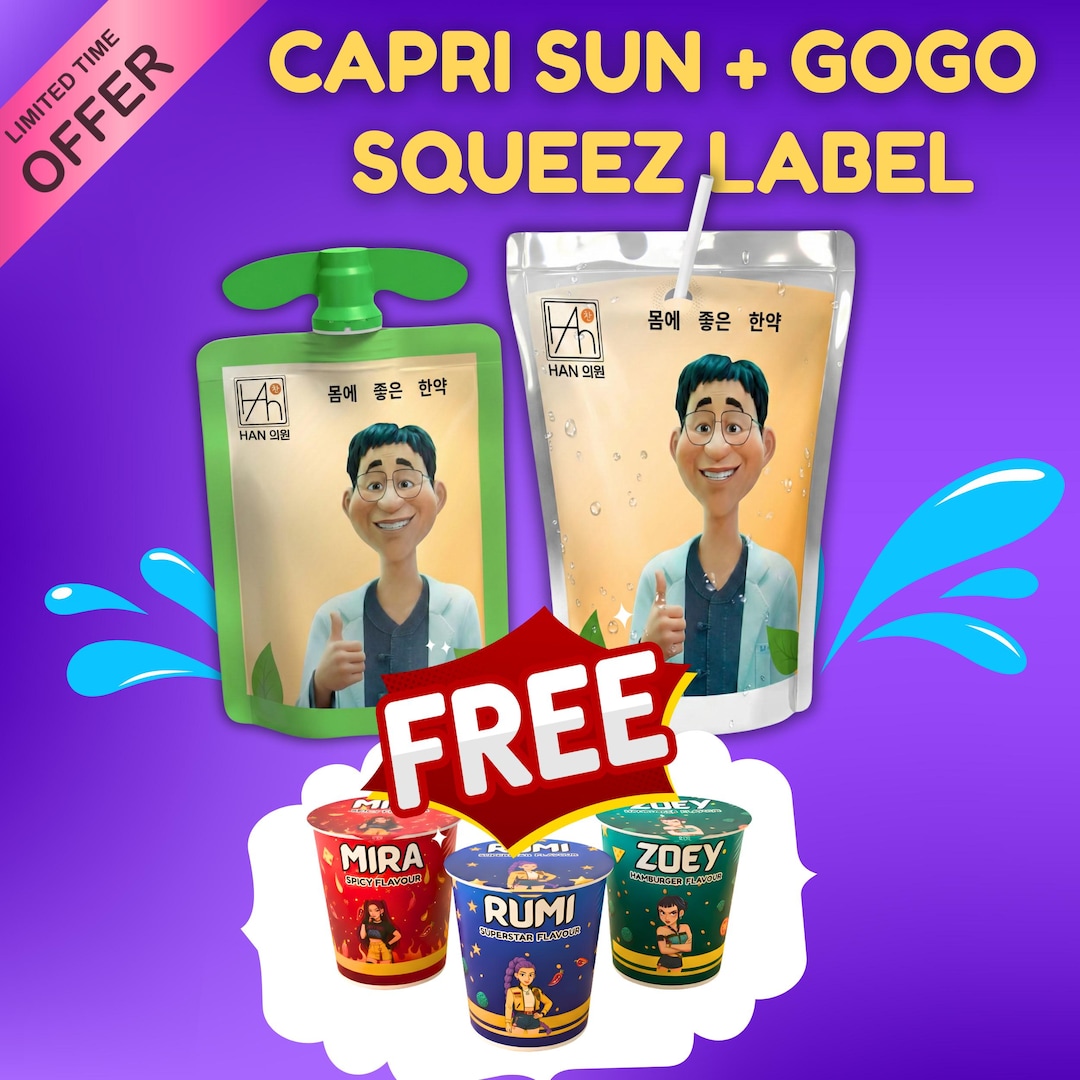 Dr. Han Tonic Drink Wrapper, Caprisun & Gogo Squeez Juice Label - Etsy