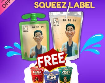 Dr. Han Tonic Drink Wrapper, Kpop Demon Hunter Caprisun & Gogo Squeez Juice Label, Rumi’s Medicine, Cosplay Huntix Kpop Party Printable