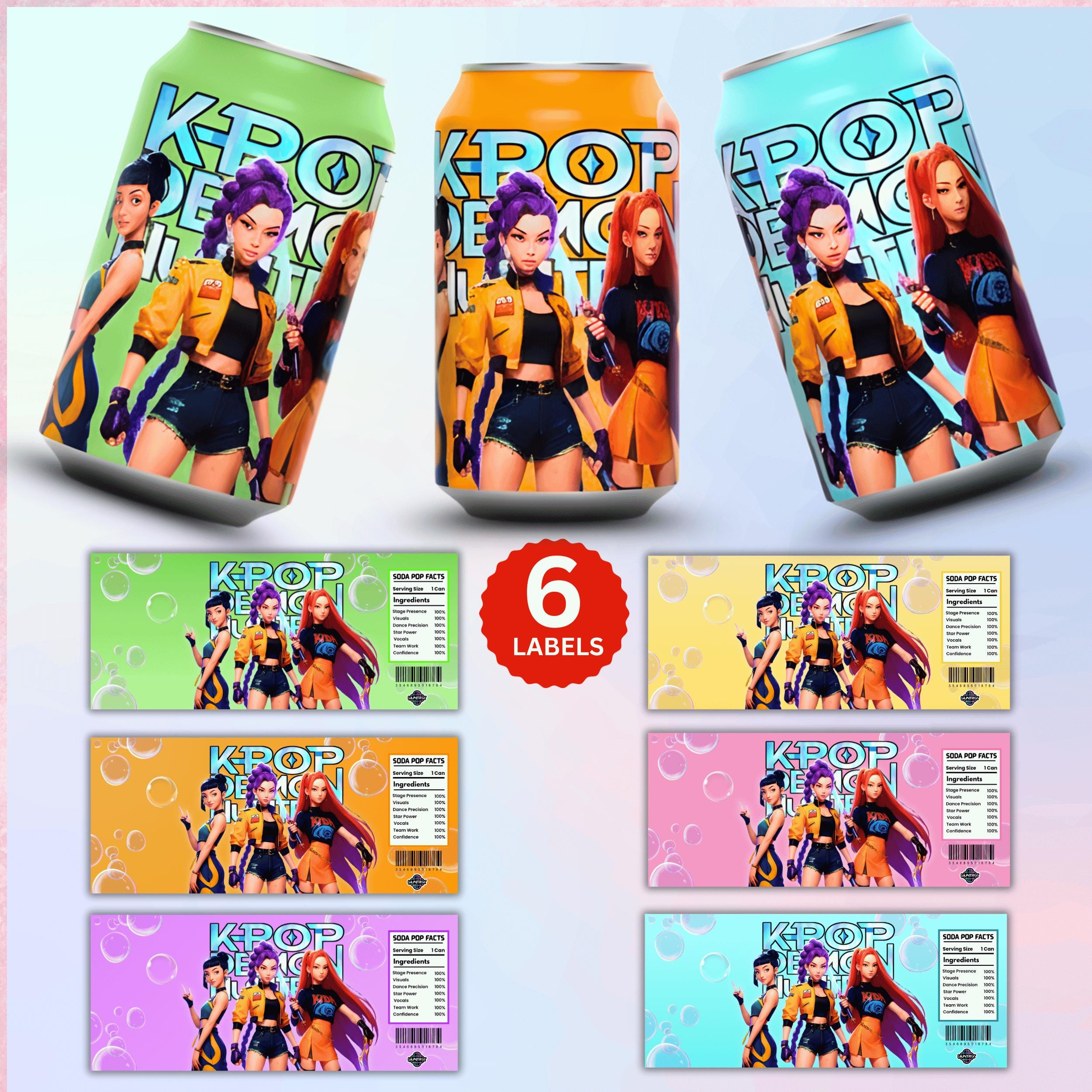 KPOP Rumi Mira Zoey Soda Can Label | Printable Anime Girls Soda
