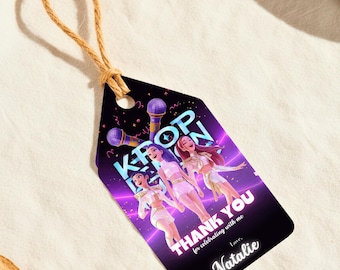 Kpop Thank You Tags, Anime Girls Gift Tag, Demon Hunter Party Favor Tags