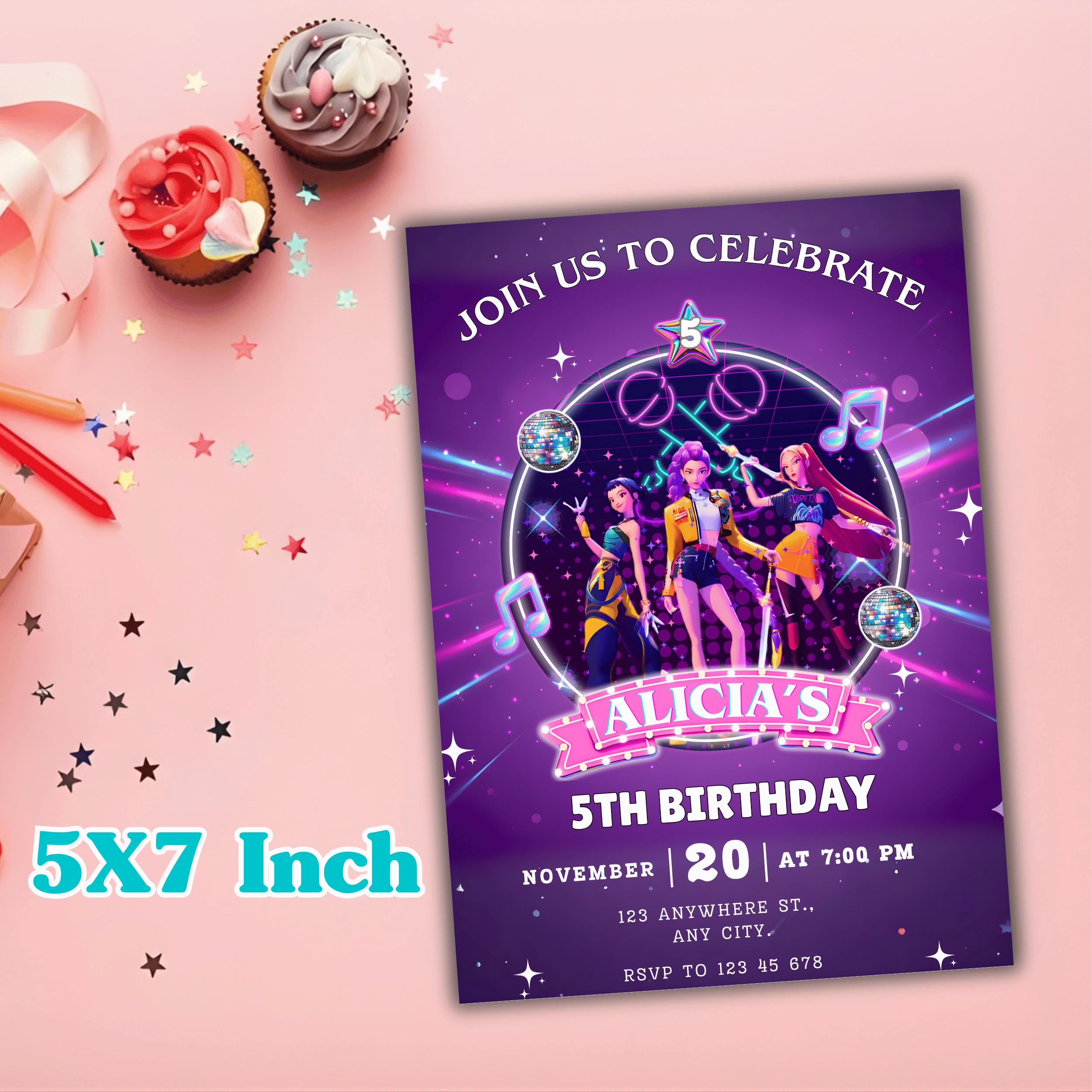 Editable KPOP Themed Birthday Card, Pop Culture Theme Fantasy