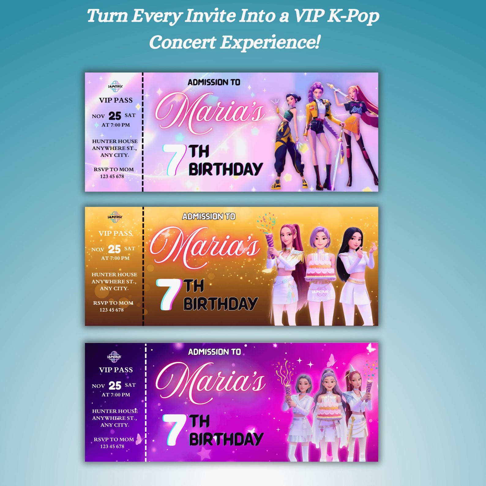 Kpop Raffle Editable Kpop Demon Hunters Birthday Ticket Invitation, Huntrix Concert ...