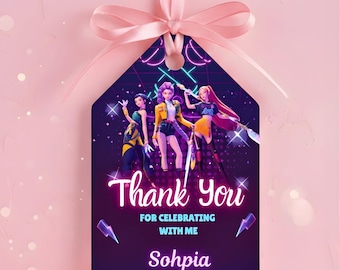 Kpop Demon Hunter Thank You Tags, Editable Party Favor Tags, Huntrix Thank You Tags, Kpop Gift Tag