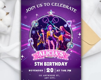 Editable KPOP Themed Birthday Card, Pop Culture Theme Fantasy
