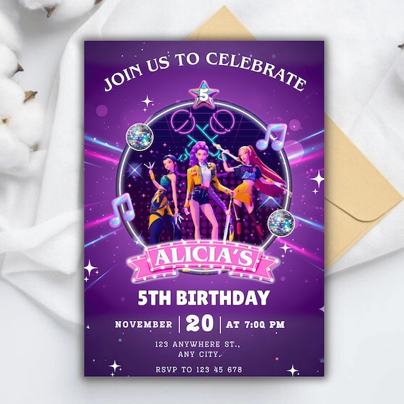 Editable KPOP Themed Birthday Card, Pop Culture Theme Fantasy