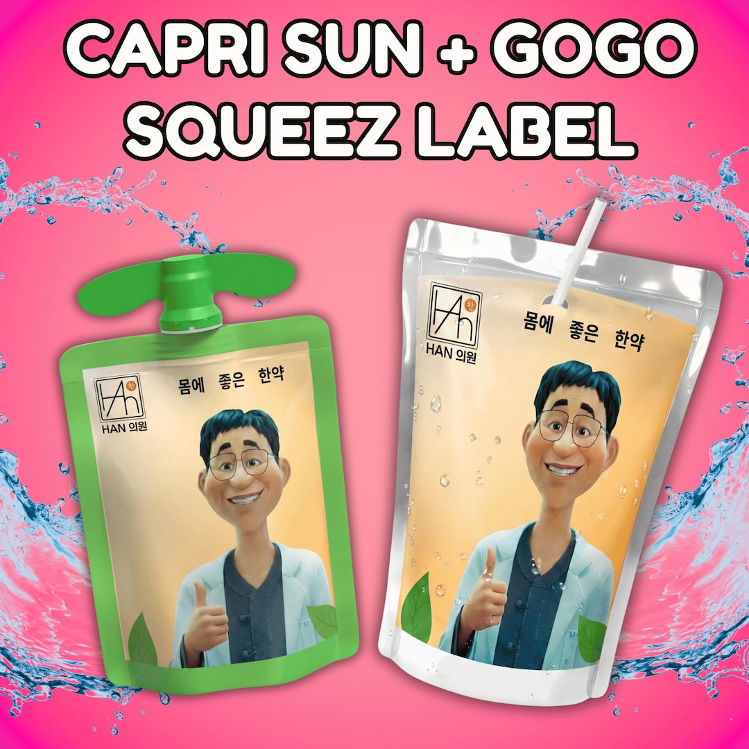 Dr. Han's Tonic Drink Label, Caprisun + Gogo Squeez Juice Wrap - Etsy