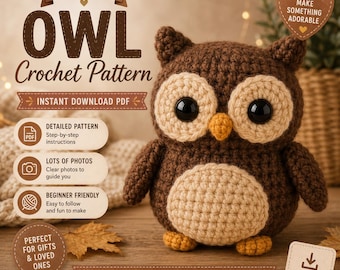 Owl Keychain Amigurumi Crochet Pattern  – Mini Owl Bag Charm, Beginner Tutorial (PDF)
