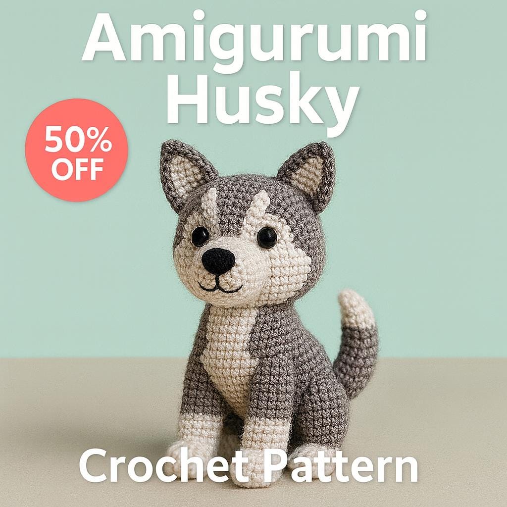 Cozy Winter Husky Dog Plush Pattern PDF