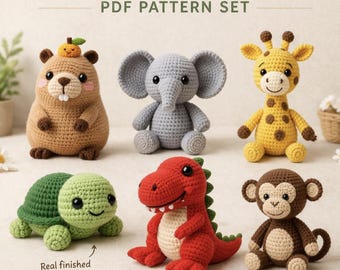6 Amigurumi Patterns Bundle PDF , Crochet Animal , Beginner Friendly