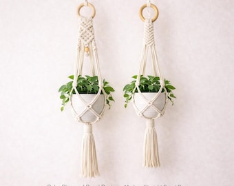 Boho & Modern Macrame Plant Hanger Set – 2 PDF Patterns | Beginner Crochet and Macrame Home Decor