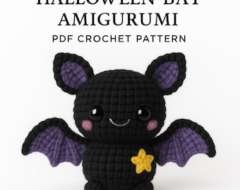 PDF Schema Pipistrello Amigurumi all'uncinetto – Tutorial sui peluche di Halloween, adatto ai principianti