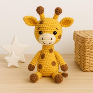 Schema all&#39;uncinetto per giraffa Amigurumi in PDF - Tutorial per un simpatico giocattolo a forma di animale da safari - Download digitale istantaneo