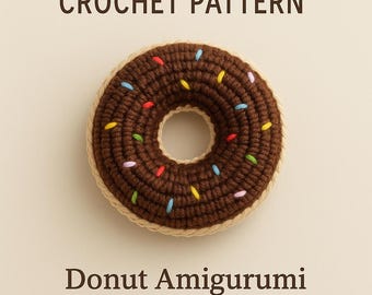 Crochet Donut Pattern PDF – Easy Amigurumi Plush Donut with Frosting & Sprinkles Tutorial