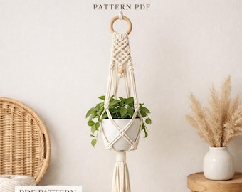 Anfänger Makramee Plant Hanger Pattern PDF, Schritt-für-Schritt DIY hängende Planter Anleitung, Instant Download