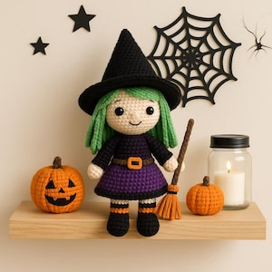 Amigurumi Witch Crochet Pattern | Halloween Doll Tutorial (PDF)