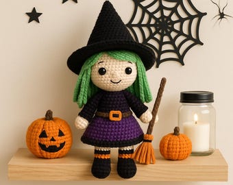 Amigurumi Witch Crochet Pattern | Halloween Doll Tutorial (PDF)