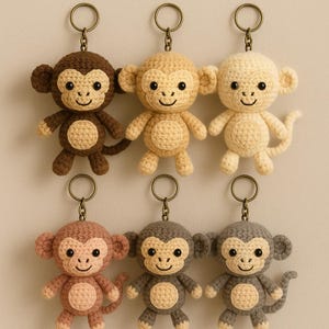 Amigurumi Monkey Keychain Crochet Pattern – Detailed Step by Step PDF Tutorial – Beginner Friendly