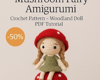 Mushroom Fairy Amigurumi Crochet Pattern: Woodland Doll Tutorial (PDF)