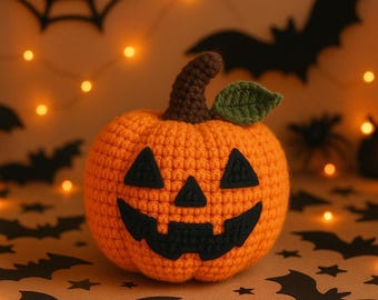 Wzór szydełkowy na dynię amigurumi w formacie PDF – samouczek na halloweenową zabawkę Jack O’Lantern