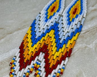 Handmade Miyuki Beaded Fringe Earrings – Boho Chic Colorful Ethnic Jewelry