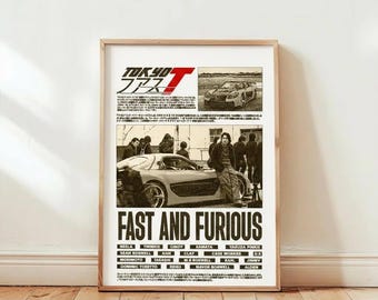 Tokyo Drift Inspired JDM Poster, Vintage Car Wall Art