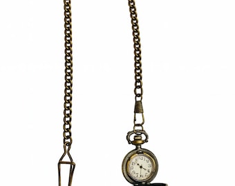 Miniature Bronze Pocket Watch, Vintage Quartz Mini Clock, Steampunk Retro Pendant, 90s Antique Style Collectible, Working Mechanism Gift