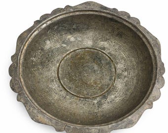 Vintage Brass Plate Ottoman Style Metal Serving Dish Antique Rustic Farmhouse Table Decor Unique Housewarming Gift Ideas For Women