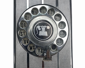 Vintage Rotary Phone Index, Mechanical Address Book, Retro Desk Decor, Antique Metal Notepad, Unique Office Gifts For Men Today Now