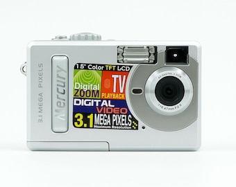 Mercury 3.1MP Digital Camera, Retro Y2K Digicam, Vintage 2000s Photo Prop, Working Silver Gadget, Old School Video Recorder, Unique Gift