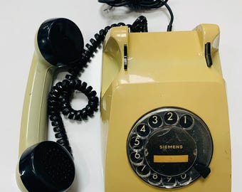 Vintage Siemens Rotary Dial Phone, 1970s Beige Desk Telephone, Retro Mid-Century Decor, Antique Landline Gift, Classic Mechanical Clicker