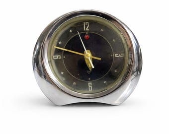 Vintage Mechanical Alarm Clock, Blue Dial Retro Table Clock, Mid Century Chrome Desk Clock, Working Antique Timepiece, Unique Gifts